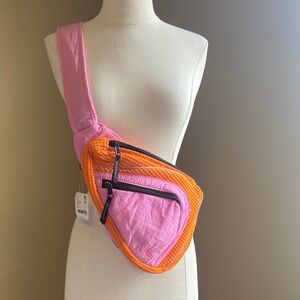 NWT Free People Movement Pink & Orange Women's Cross Body Bag Vacay, Festivals